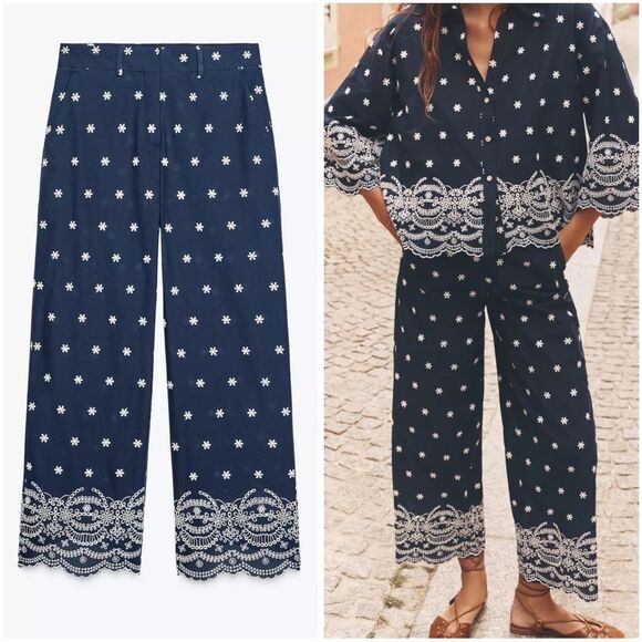 ZARA EMBROIDERED CULOTTES - Picture 1 of 8